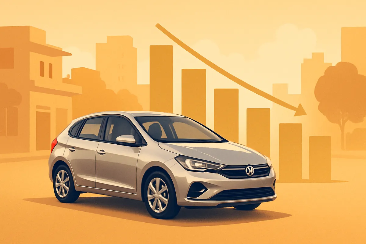 A new car losing value over the years, showing resale price falling in India